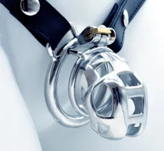 Chastity Lock Wearables For Males Metal Chastity CB Lock Ascetic Bird Cage - Short 50Mm Ring Belt - View 1