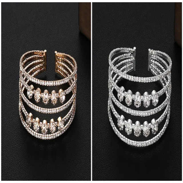 Bridal Accessories Temperament Full Diamond Elastic Bracelet Gold And Silver - Shop at LoveMi
