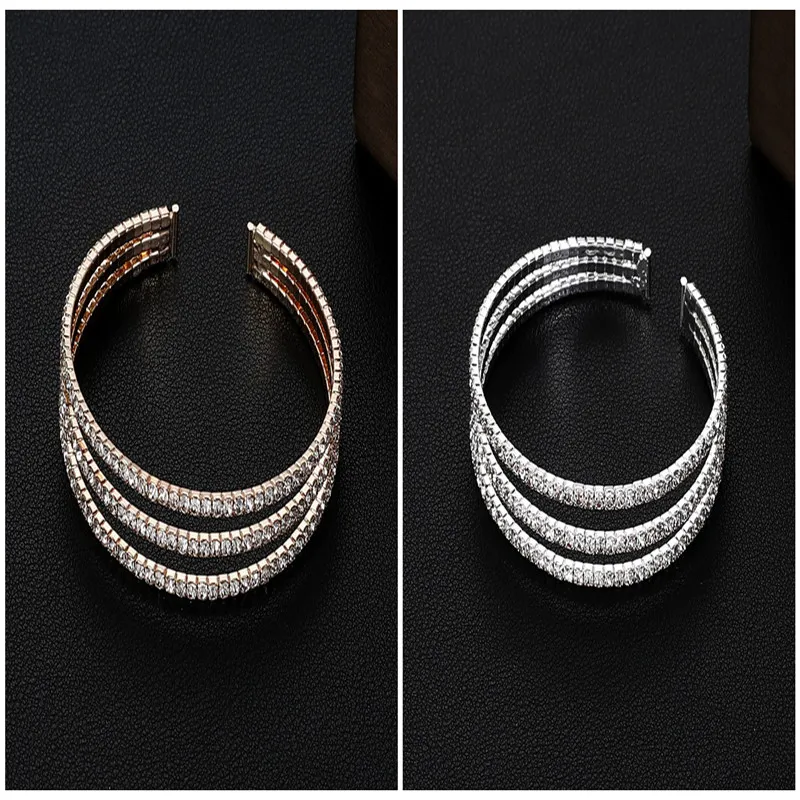 Bridal Accessories Temperament Full Diamond Elastic Bracelet - Gold And Silver