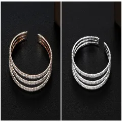 Bridal Accessories Temperament Full Diamond Elastic Bracelet - Gold And Silver - View 1