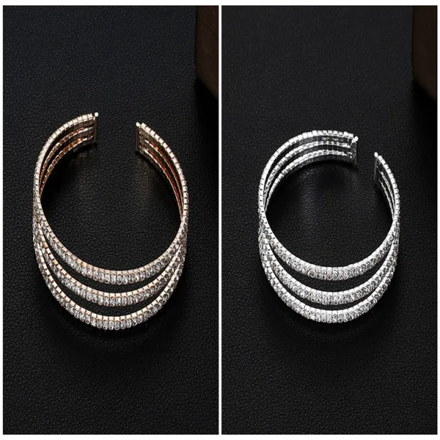 Bridal Accessories Temperament Full Diamond Elastic Bracelet Gold And Silver - Shop at LoveMi