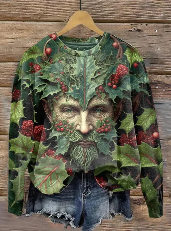 Women's Long Sleeved 3D Printed Pullover Shirt Green - Shop at LoveMi