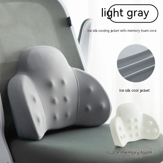 Summer Ice Silk Lumbar Support Pillow Office Long Sitting Artifact Light Gray - Shop at LoveMi