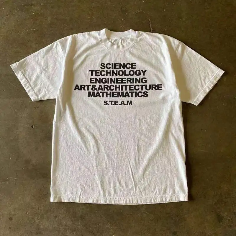 American Retro Men's And Women's Loose Fitting Niche Instagram Short Sleeved - White