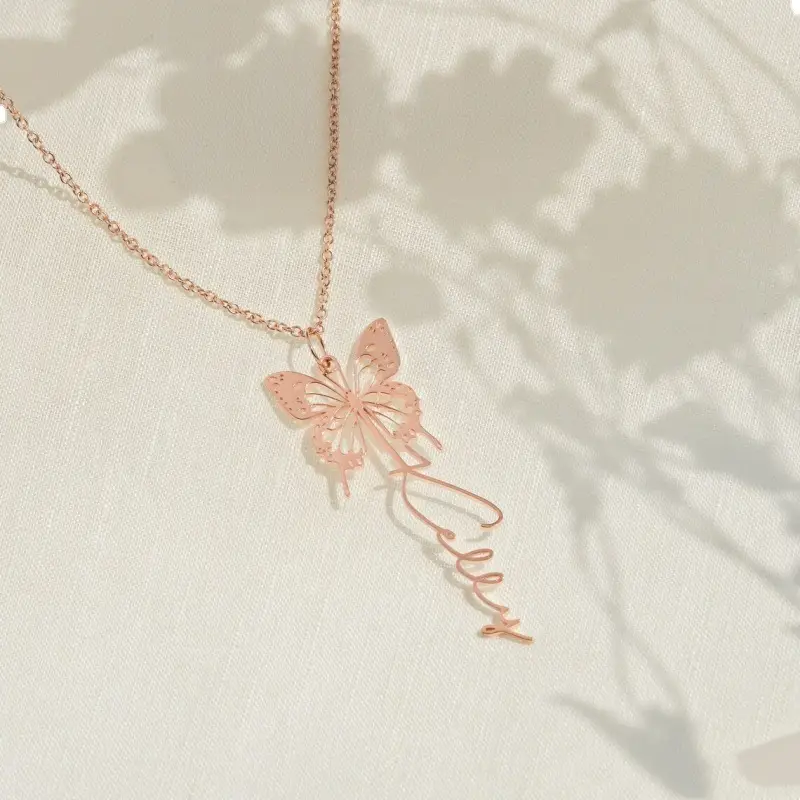 Diy Design Name Butterfly Personality Unique Letter Butterfly Necklace