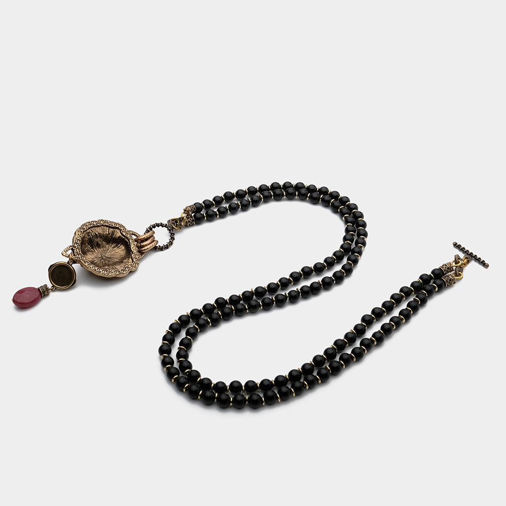 Natural Black Agate Bead Chain