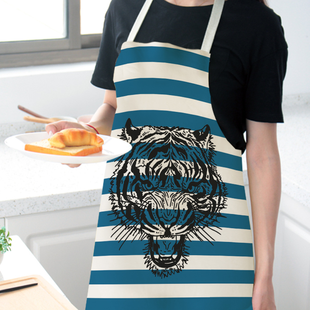 Simple Cartoon Tiger Cotton And Linen Apron Home