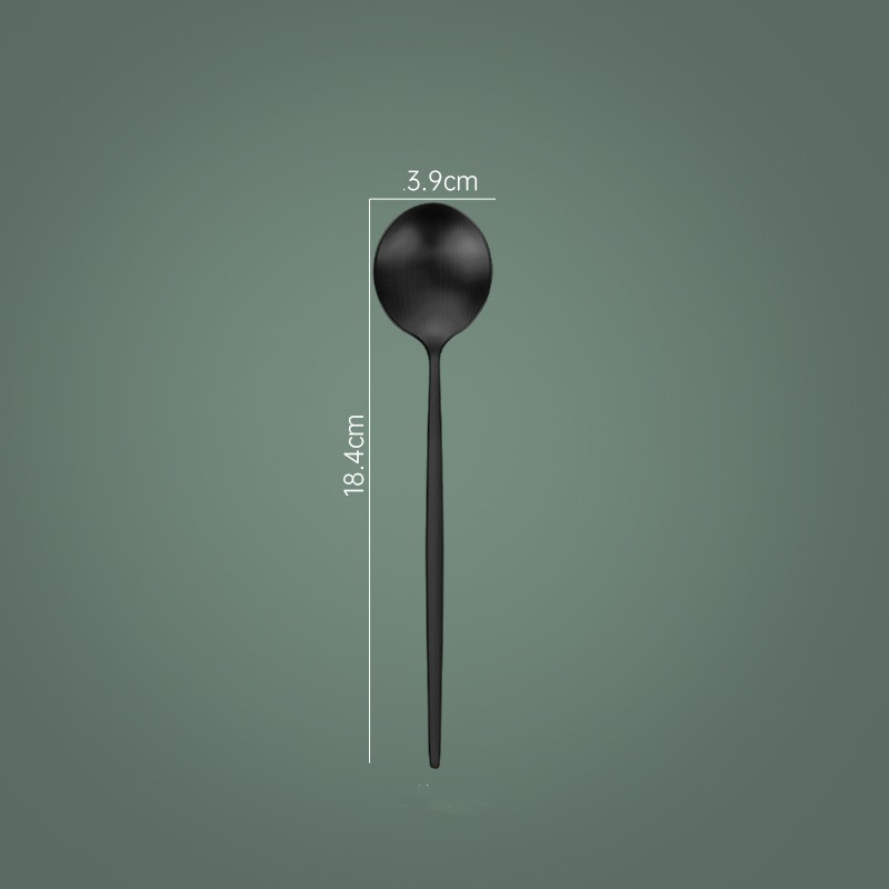 Black Matte Dessert Spoon