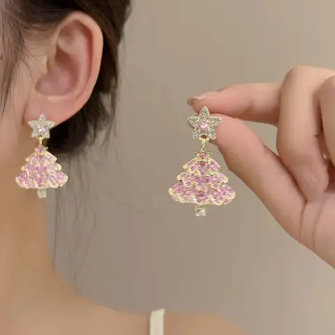 New Design Sweet Christmas Tree Earrings for Women Light