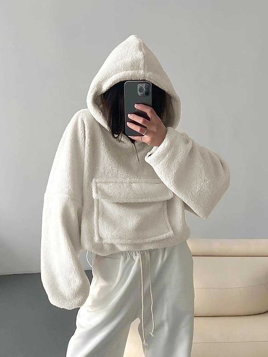 Knitted Lambswool Fashion Lazy Fall Hooded Long Sleeve Sweater Warm All-matching