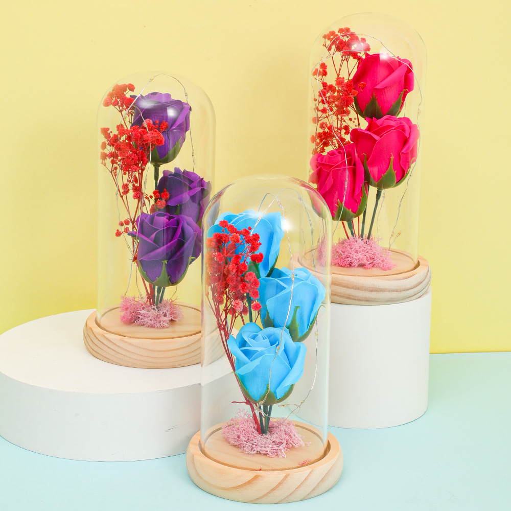 Yongsheng Soap Flower Bouquet Glass Cover