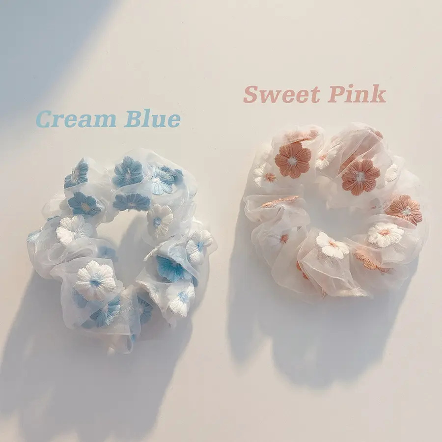 Flower Tie Hair Ring Organza Head Rope