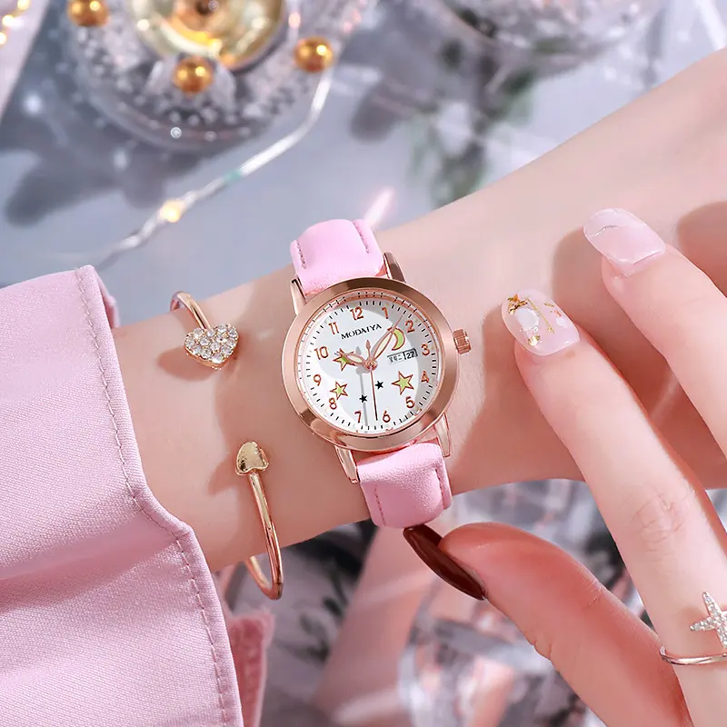 Simple High School Student Luminous Double Calendar Women's Quartz