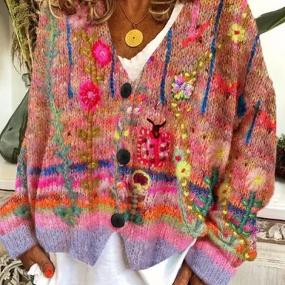 Christmas Abstract Printing Cloak Coat Cardigan Sweater 12 Style L - Shop at LoveMi