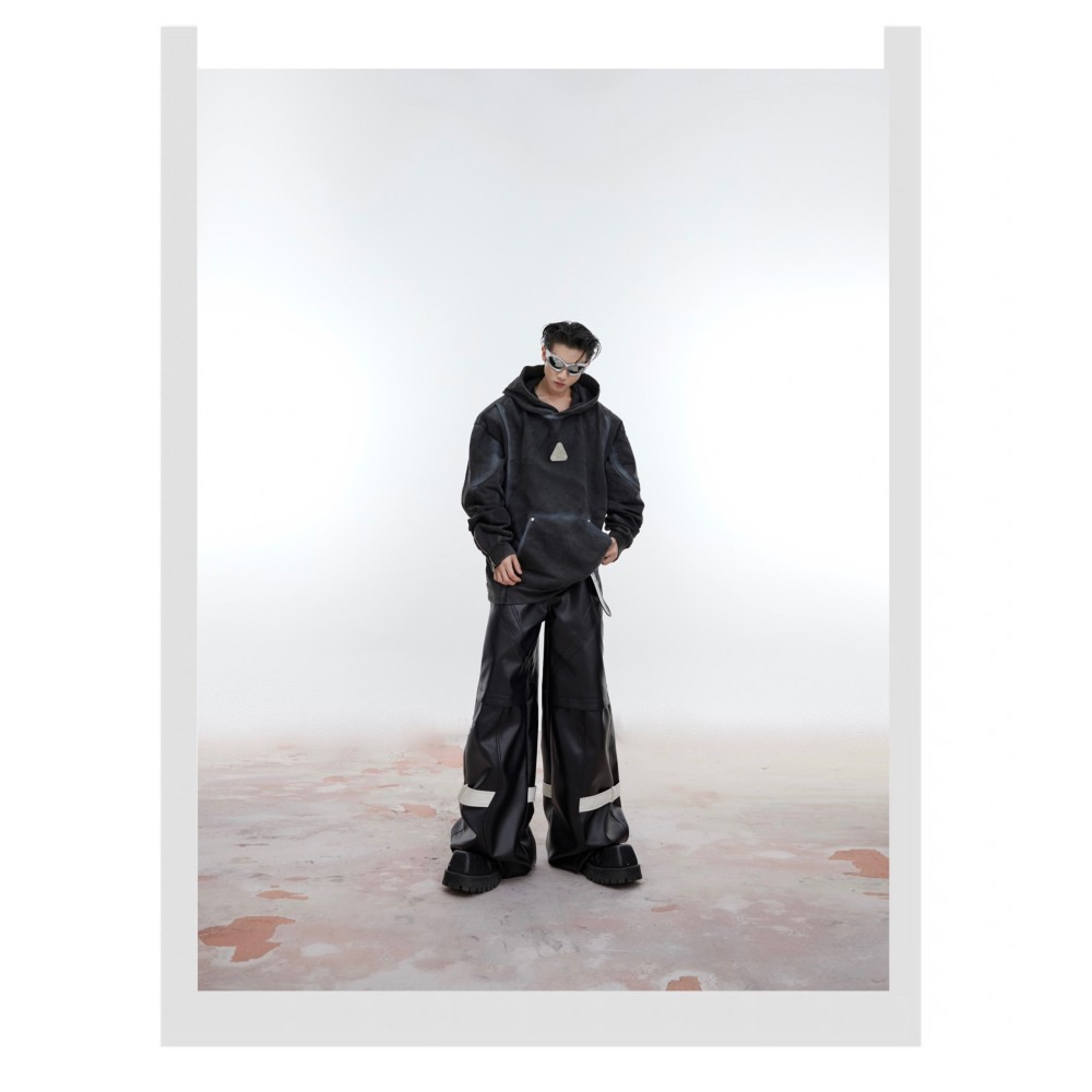 Washed Old Gray Hooded Hoodie For Men