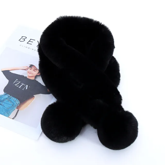 Double Sided Fur Eco friendly Fur Scarf Black - Shop at LoveMi