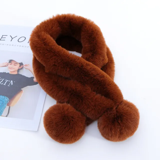 Double Sided Fur Eco friendly Fur Scarf Coffee - Shop at LoveMi