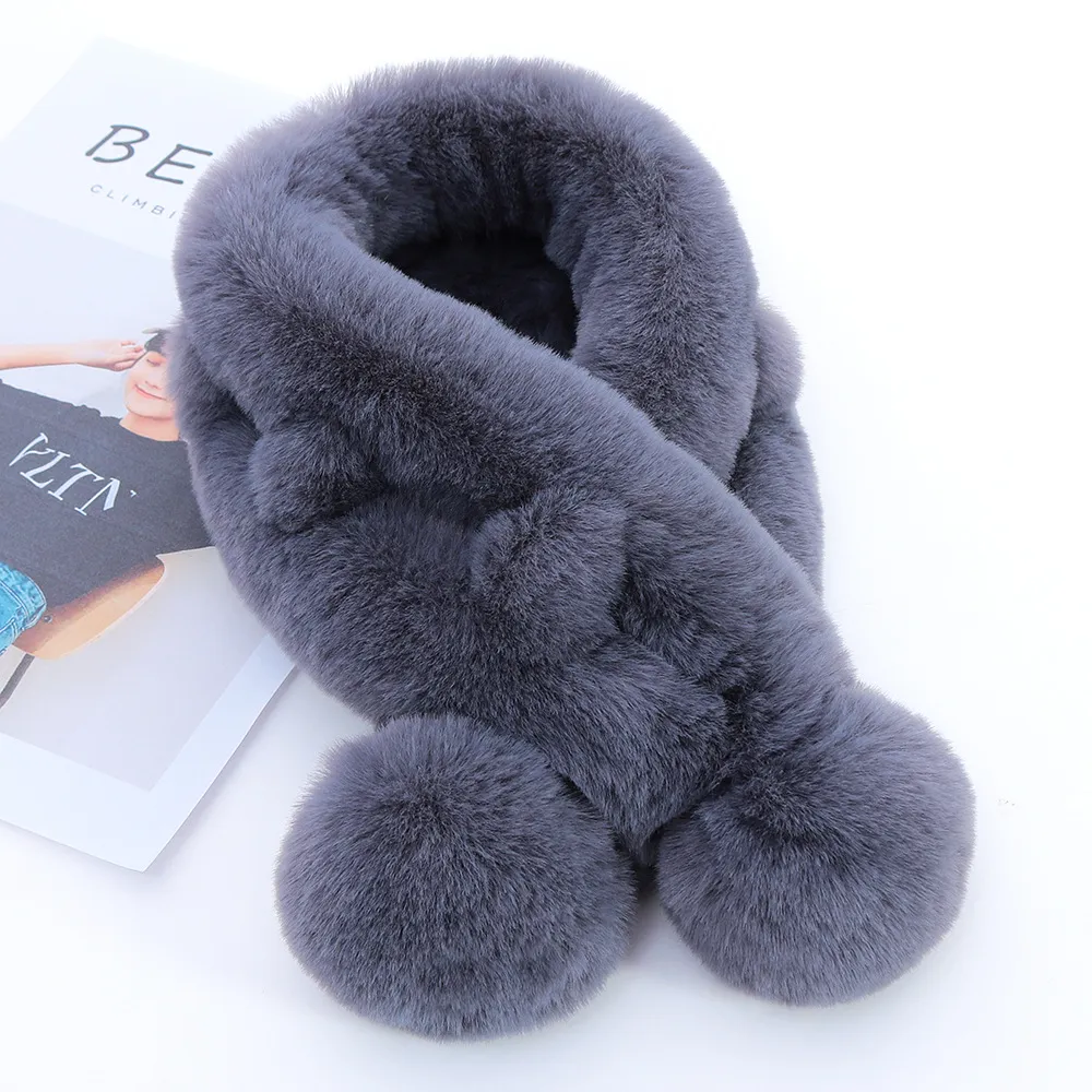 Double Sided Fur Eco-friendly Fur Scarf - Grey
