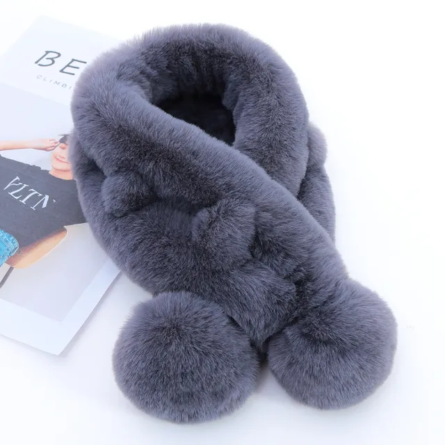 Double Sided Fur Eco friendly Fur Scarf Grey - Shop at LoveMi