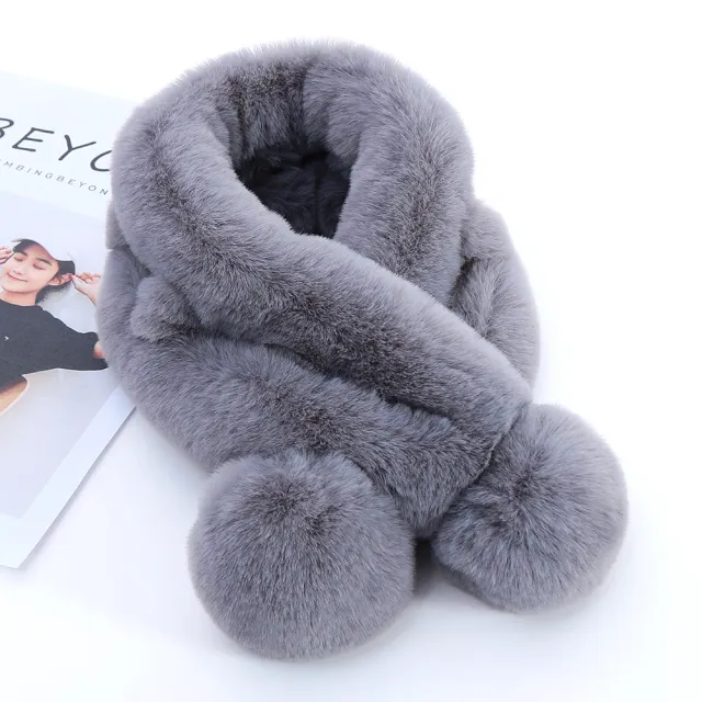 Double Sided Fur Eco friendly Fur Scarf Light Grey - Shop at LoveMi