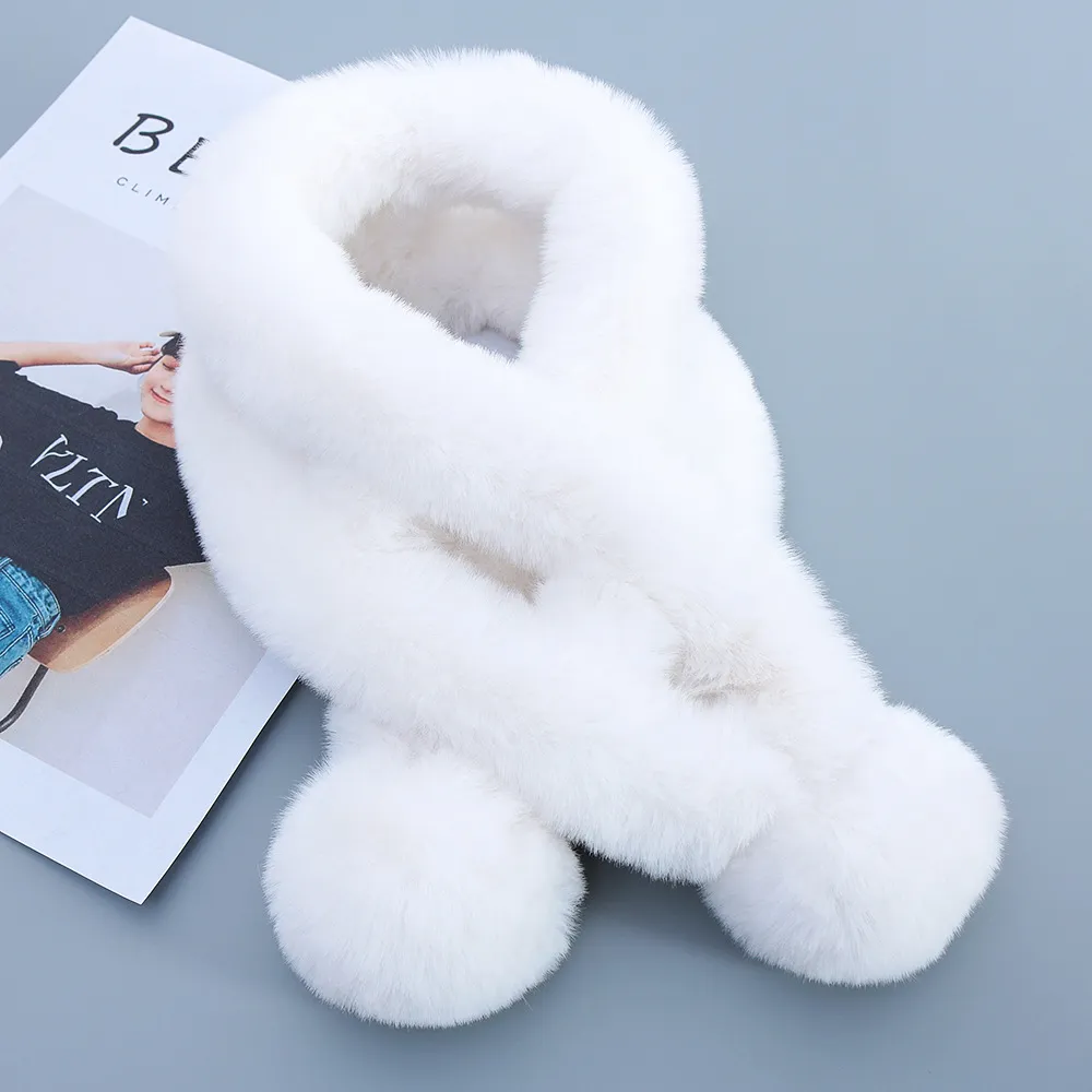 Double Sided Fur Eco-friendly Fur Scarf - White