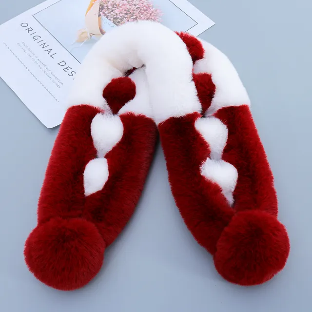Double Sided Fur Eco friendly Fur Scarf Wine Red Color Matching - Shop at LoveMi