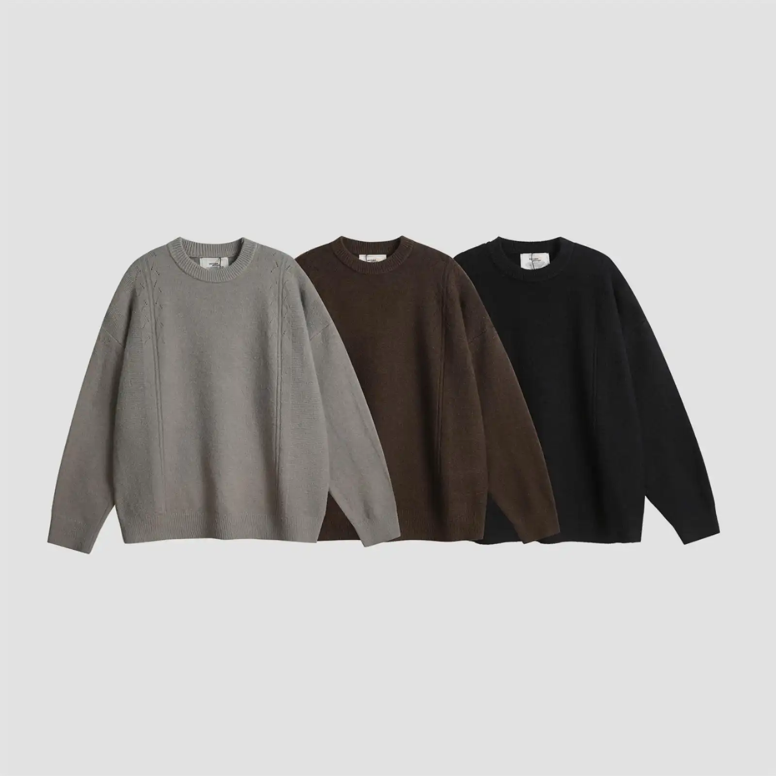 Retro Solid Color Casual Loose Sweater Pullover Sweater For Men