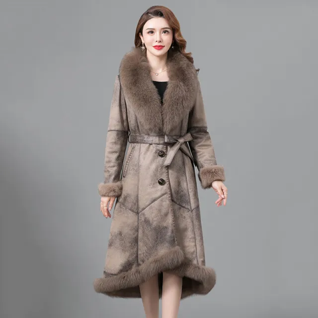 Real Fur One Woman Coat Thickened Earthy - Shop at LoveMi