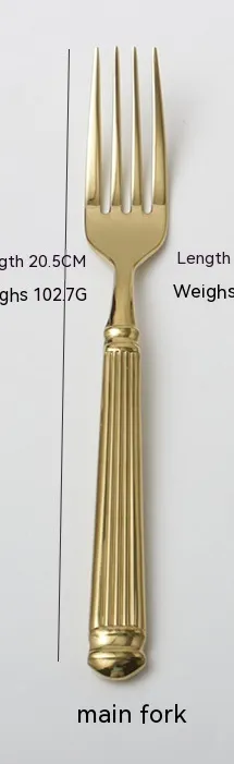Roman Pillar Stainless Steel Thick Handle Knife Fork Spoon Set Golden Dinner Fork - Shop at LoveMi