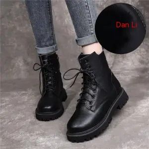 Showy Martin Boots For Women's Trendy Winter Plush Black - Shop at LoveMi