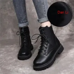 Showy Martin Boots For Women's Trendy Winter Plush Black - Shop at LoveMi