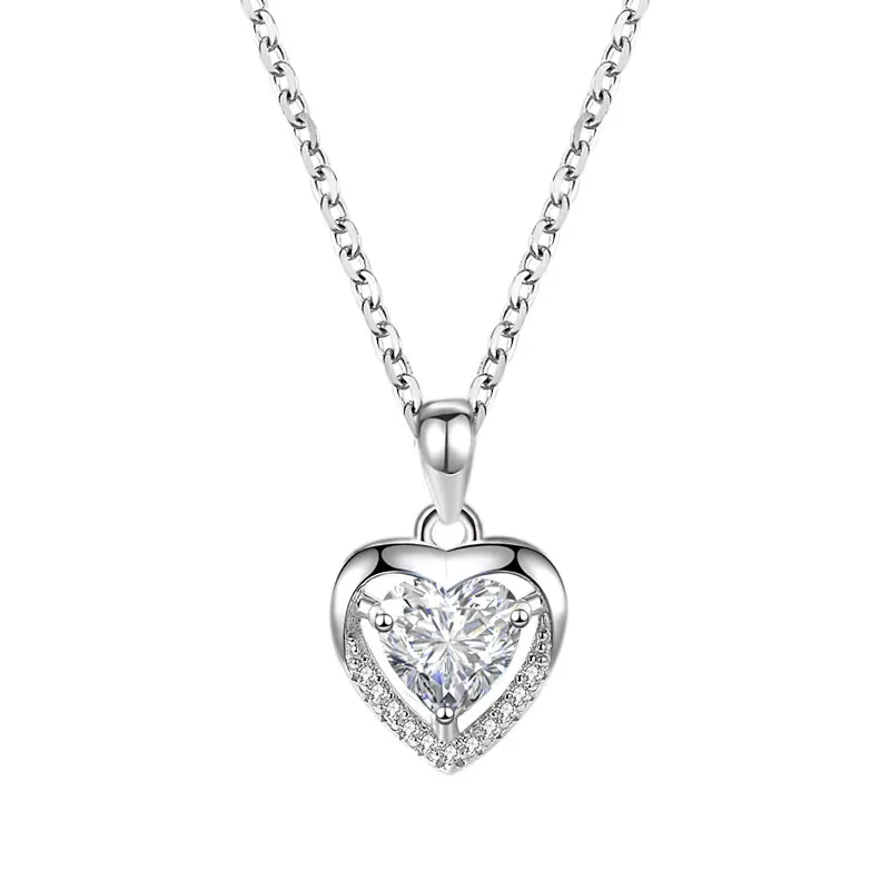 925 Heart-shaped Rhinestones Necklace Luxury Personalized for Women Jewelry