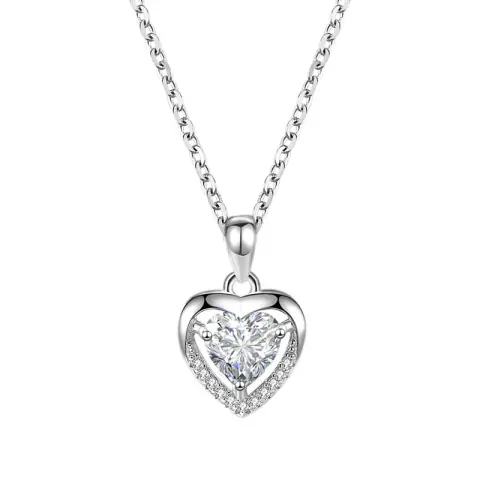 925 Heart-shaped Rhinestones Necklace Luxury Personalized for Women Jewelry