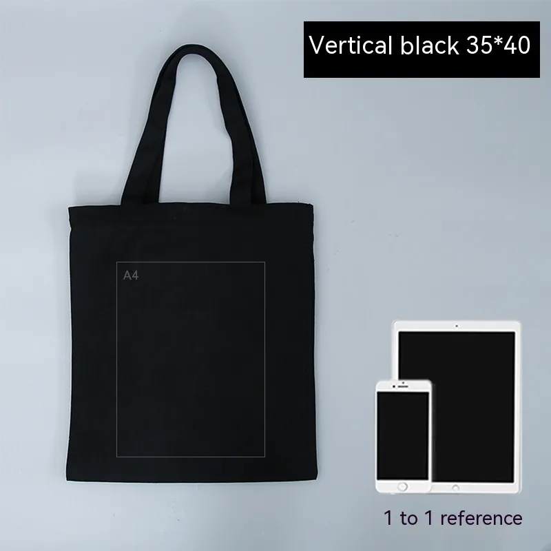 Handheld Cotton Shopping Eco-friendly Bag - Black