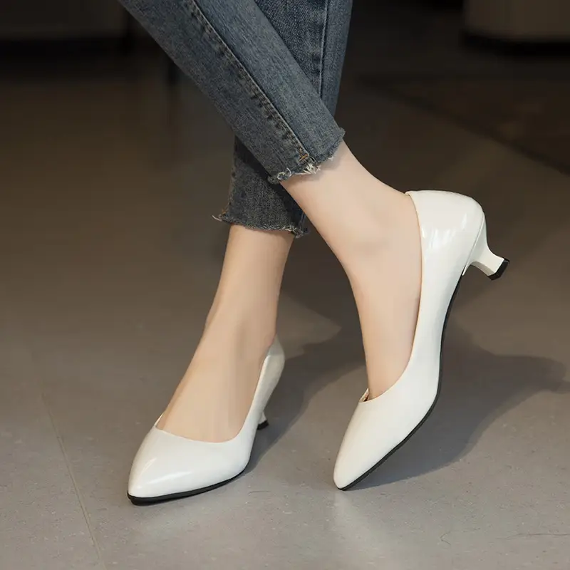 Women's Black Formal Wear Professional Leather Shoes
