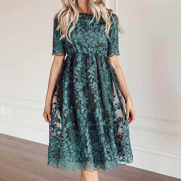 Lace Embroidered A-Line Dress, picture 4 of 9