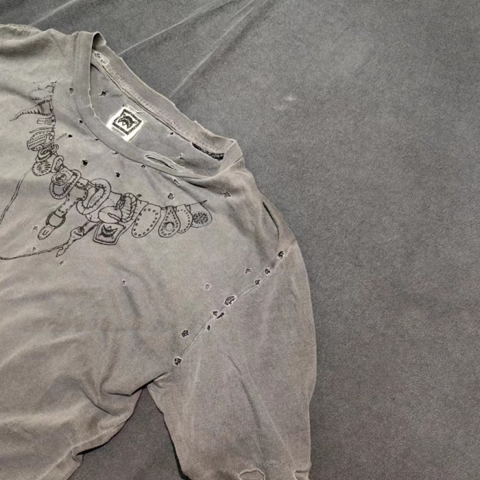 Damaged Necklace Reworked Washed Short Sleeves