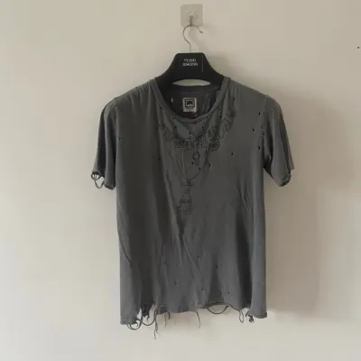 Damaged Necklace Reworked Washed Short Sleeves