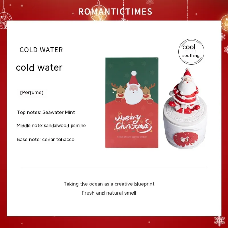 Christmas Aromatherapy Candle Gift Supplies Layout - Cold Water Santa Claus
