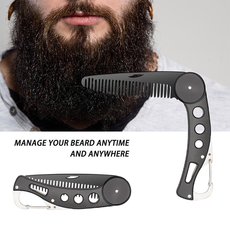 Men’s Beard Mini Black Metal Folding Comb