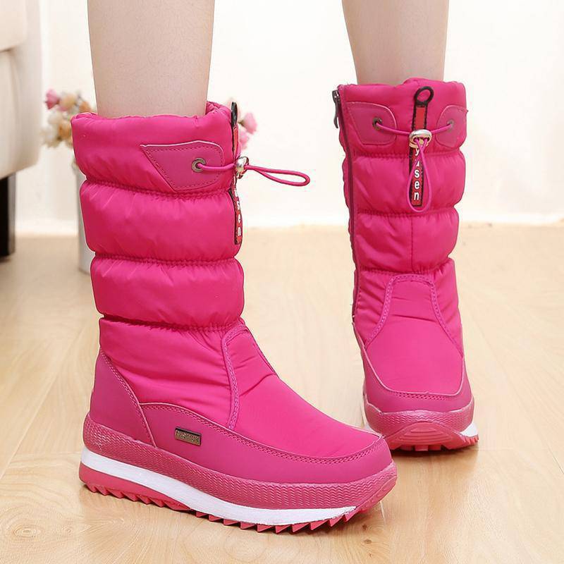 Winter New Plus Velvet Thick Cotton Shoes Thermal Middle Tube Waterproof Non-slip Boots - Image 4