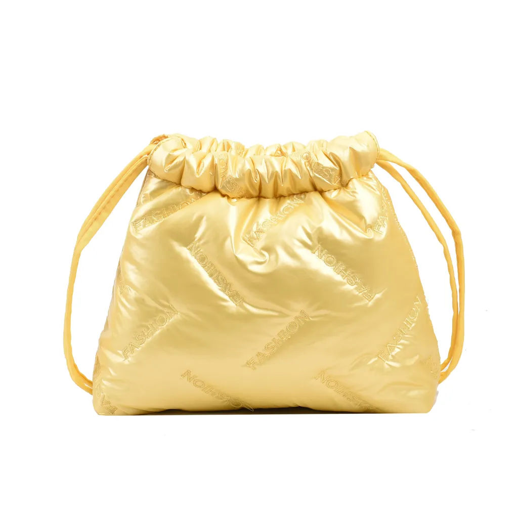 Fashion Shoulder Bags Embroidered Space Cotton Bucket Women's New Niche Popular Shoulder Messenger Bag - Yellow