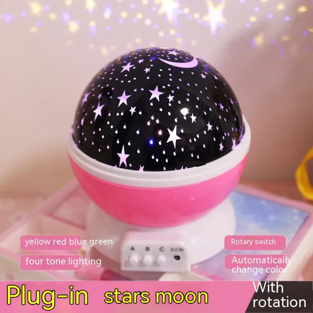 Atmosphere Decorative Lamp Layout Colorful Rotating Stage Light Moon Style Pink - Shop at LoveMi