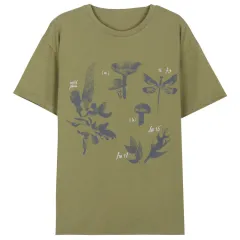 Printed Short Sleeved T-shirt For Women Loose Fitting Summer - Greyish Green - View 1
