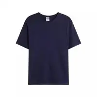 Hot Stamping Technology Short Sleeved Round Neck T-shirt - Dark Blue