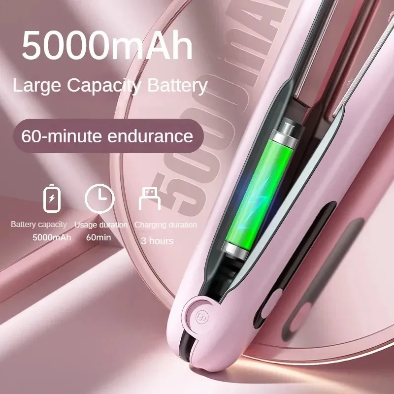 Wireless Hair Straightener Flat Iron Mini 2 IN 1 Roller USB 5000mAh Max 200 Degree Portable Cordless Curler 4 Levels Dry And Wet Uses – image 5