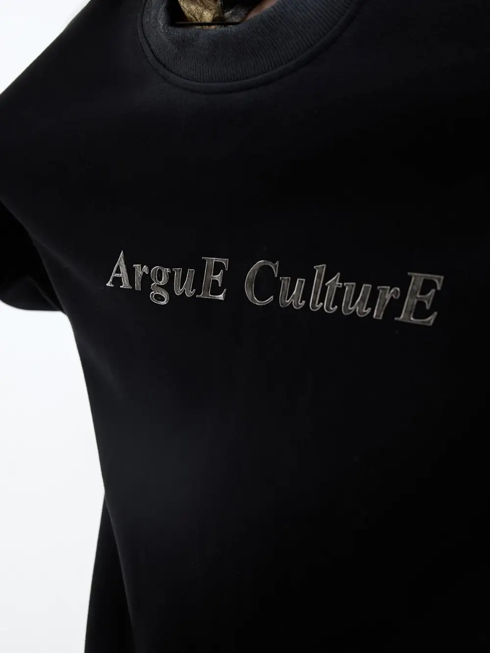 Worn Out Spray Painted Shoulder Padded Round Neck Hoodie