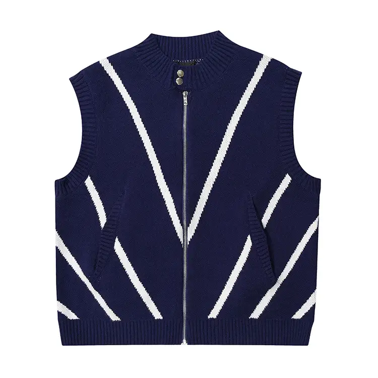 Retro Style Street Trendy Zippered Knitted Vest