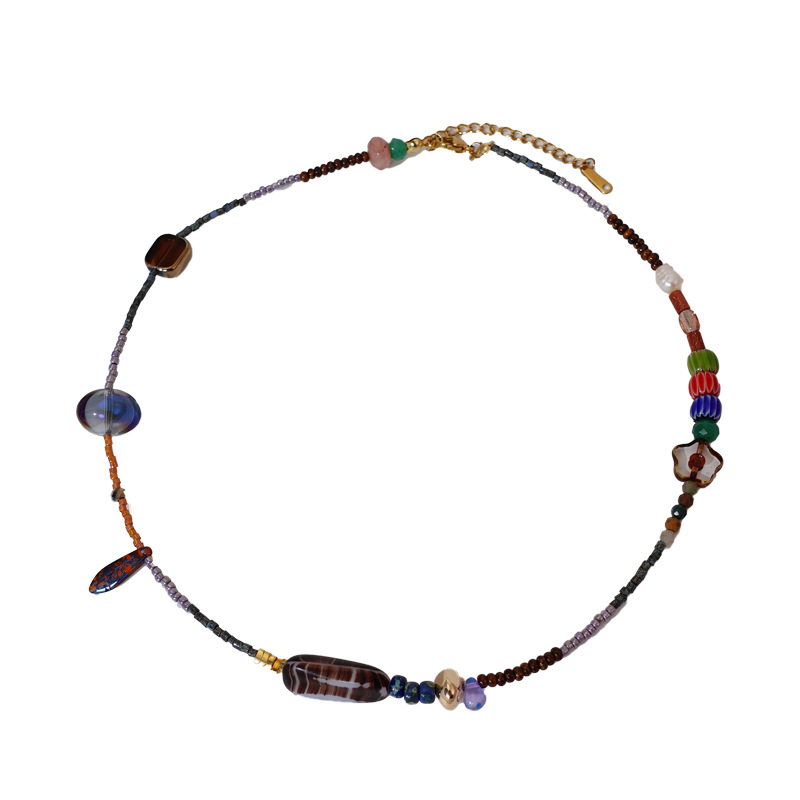 Dopamine Color Natural Stone Necklace Geometry