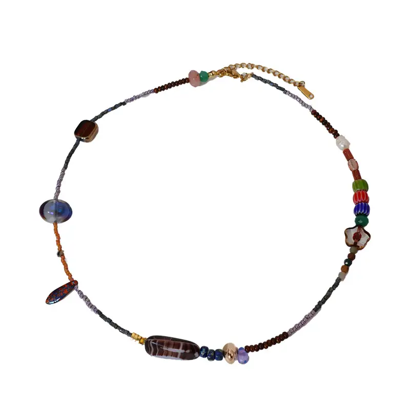 Dopamine Color Natural Stone Necklace Geometry